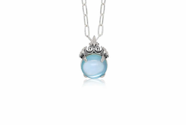 Legacy Wonderland Blue Topaz Pendant w/ 18''Heirloom Chain