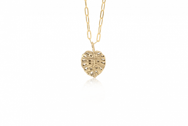 Monstera Pendant w/ 18' Heirloom Chain