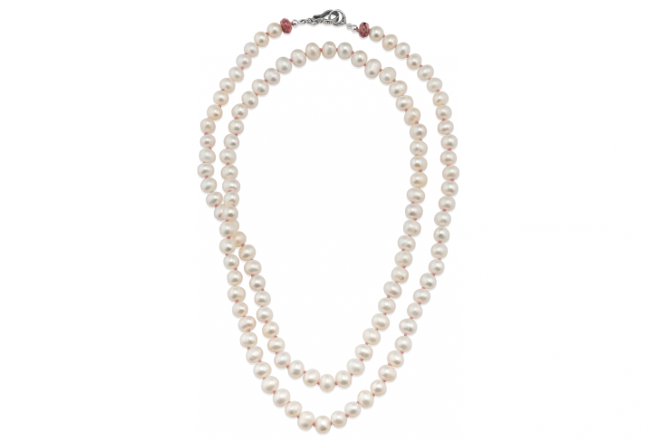 Ribbon Clasp Pearl Necklace