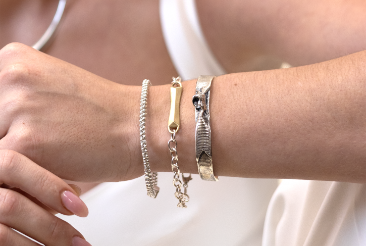 Halo Bangle Faceted Sterling Silver