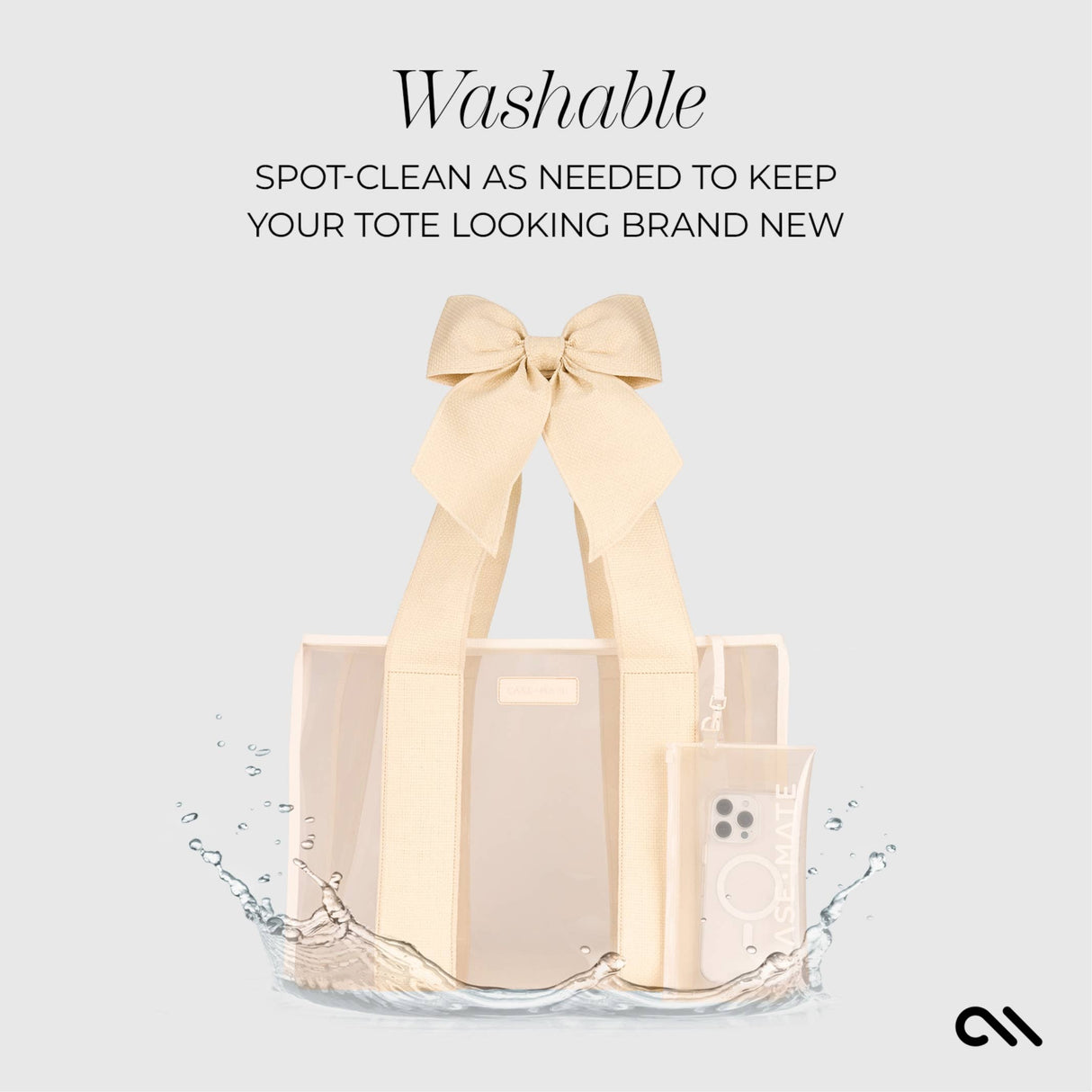 Case-Mate Ecru Raffia Bow Jelly Tote Bag