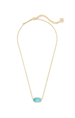 Elisa Short Pendant Necklace Gold Turquoise Magnesite