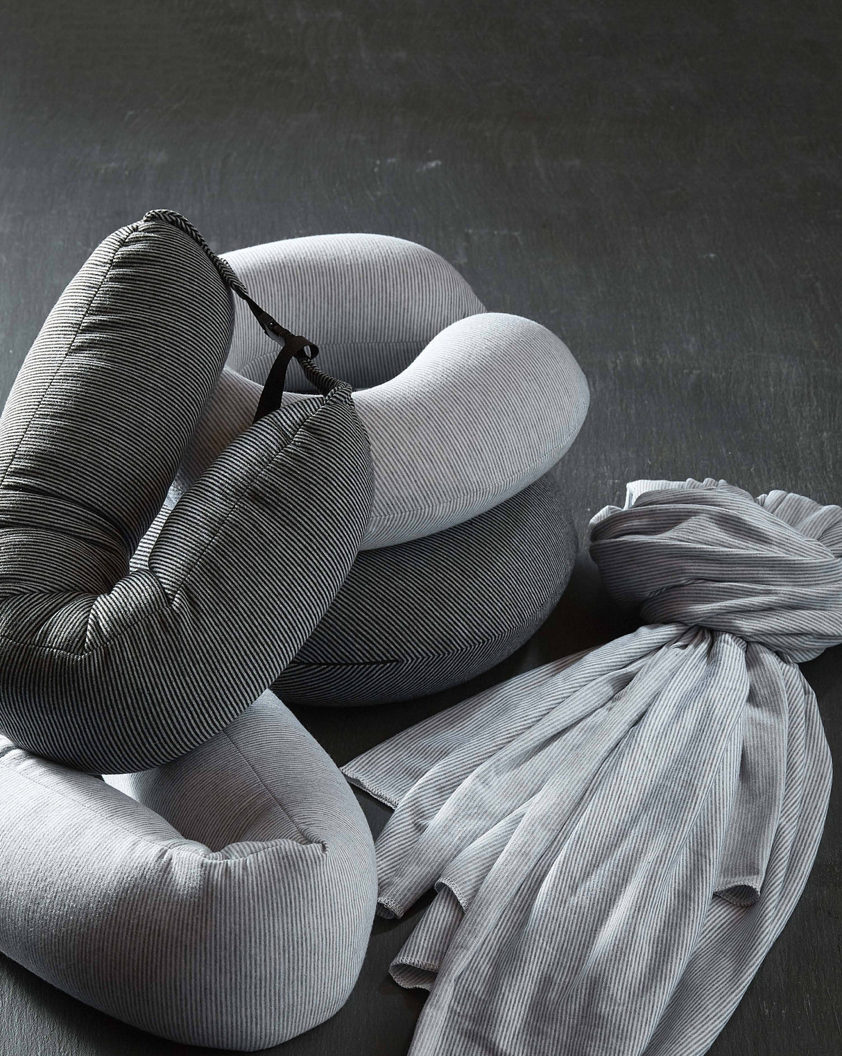 Memory Foam Neck Pillow - Gray Stripe