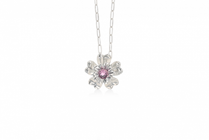 Float Flower Pendant w/ 18'' Fine Rolo Chain