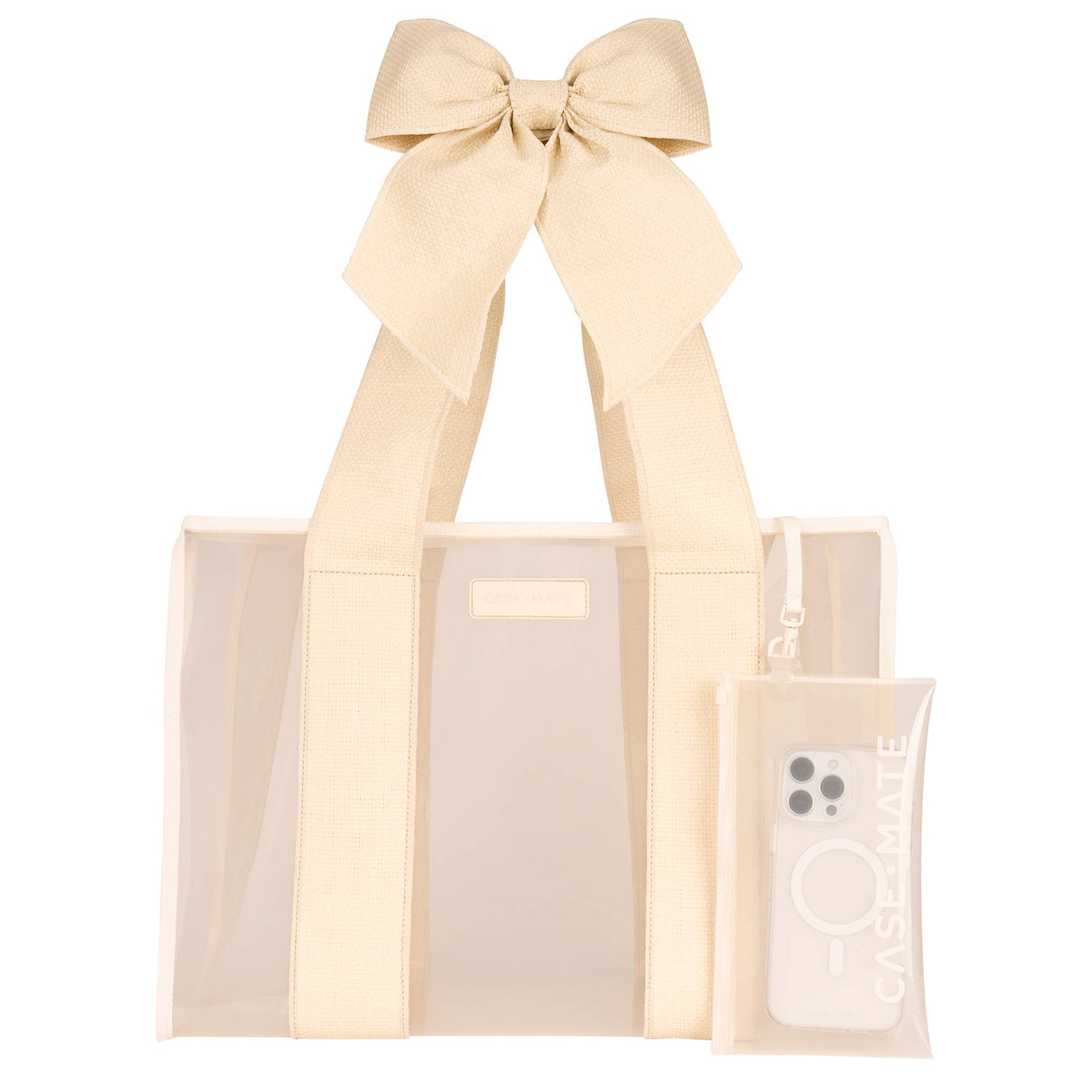 Case-Mate Ecru Raffia Bow Jelly Tote Bag