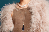 Crescent Starry Night Tassel Pendant w/ 20in Ball Chain