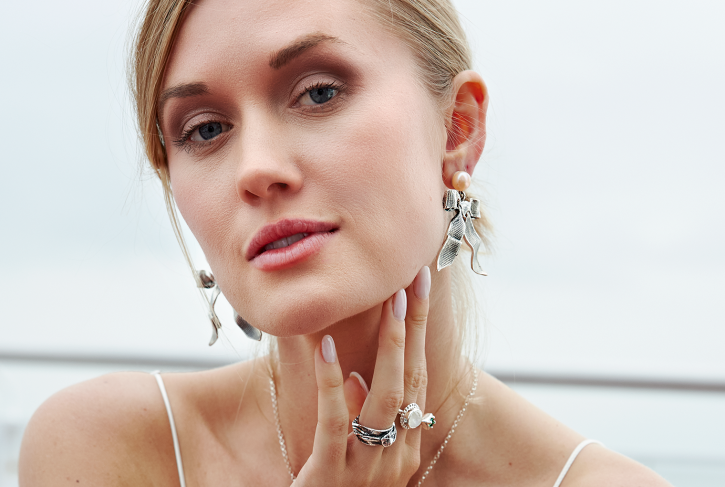 Bow Dangle Freshwater Pearl Earrings