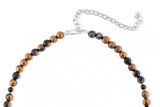 Black and Gold Agate Fleur de Lis Necklace