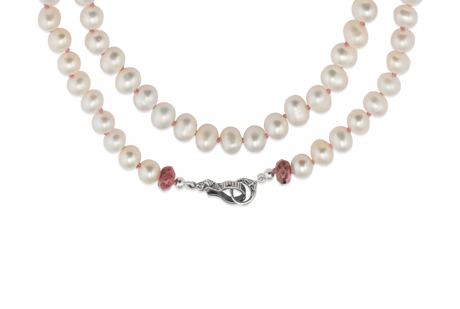 Ribbon Clasp Pearl Necklace