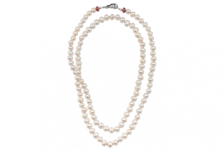 Ribbon Clasp Pearl Necklace
