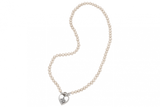Fleur de Lis Intaglio Heart Pearl Necklace