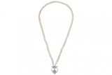 Fleur de Lis Intaglio Heart Pearl Necklace