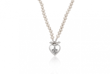 Fleur de Lis Intaglio Heart Pearl Necklace