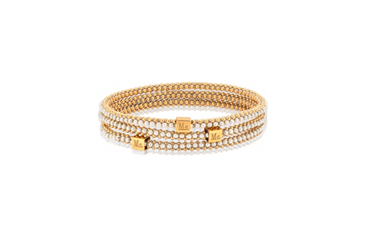 Halo Bangle Pearl Gold Plated