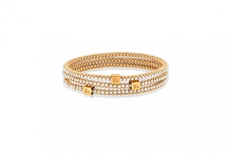 Halo Bangle Pearl Gold Plated