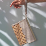 Rattan & Metalic Leather Crossbody Pouch | 3 Ways to Wear
