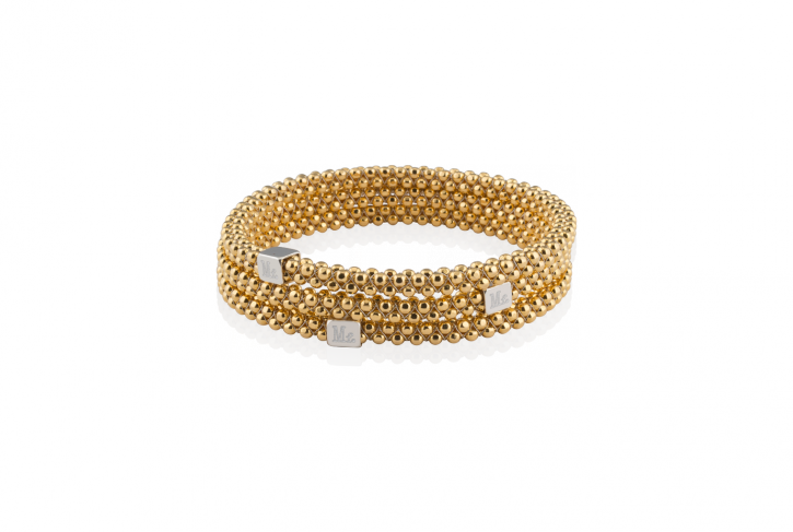 Halo Bangle Faceted Gold Plated