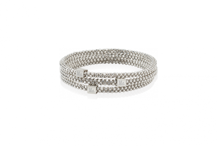 Halo Bangle Faceted Sterling Silver