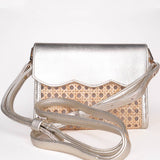 Rattan & Metalic Leather Crossbody Pouch | 3 Ways to Wear