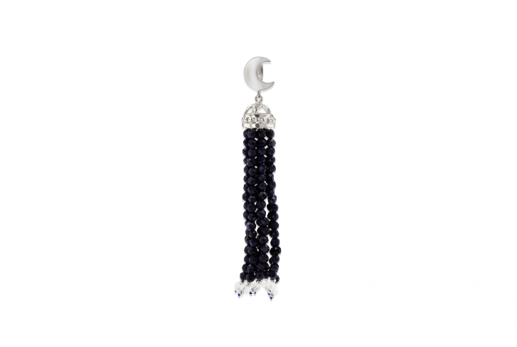 Crescent Starry Night Tassel Pendant w/ 20in Ball Chain