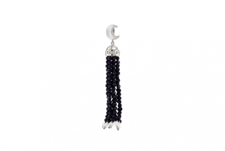 Crescent Starry Night Tassel Pendant w/ 20in Ball Chain