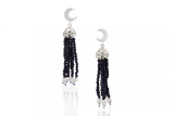 Crescent Starry Night Tassel Earrings