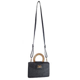 Black Straw Clutch | Gold Bead Handle | Vacation Luxury