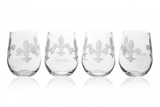 Fleur De Lis Stemless Glasses