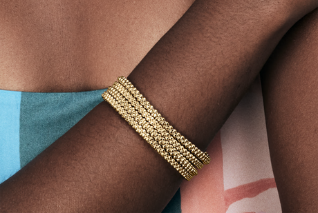Halo Bangle Faceted Gold Plated
