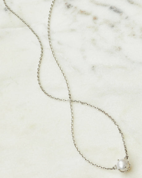 Ashton Silver Pendant Necklace in White Pearl