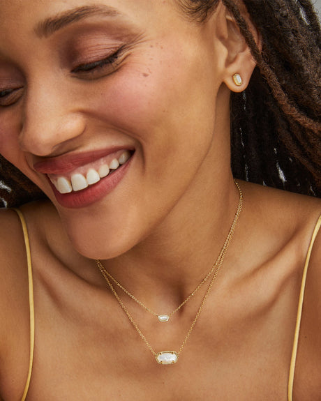 Mini Ellie Gold Stud Earrings in Ivory Mother-of-Pearl