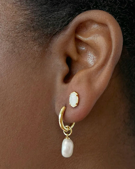 Emilie Gold Stud Earrings in Iridescent Drusy