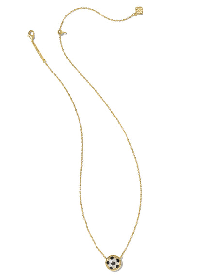 Soccer Gold Short Pendant Necklace in Ivory Mother-of-Pearl