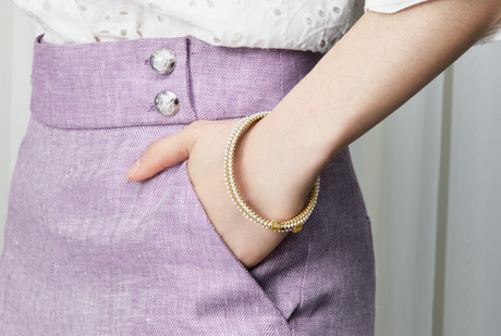 Halo Bangle Pearl Gold Plated