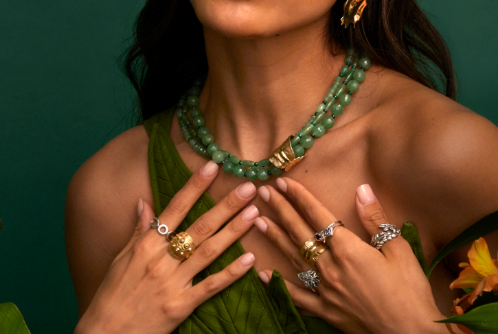 Banana Leaf Wrap Multistrand Necklace