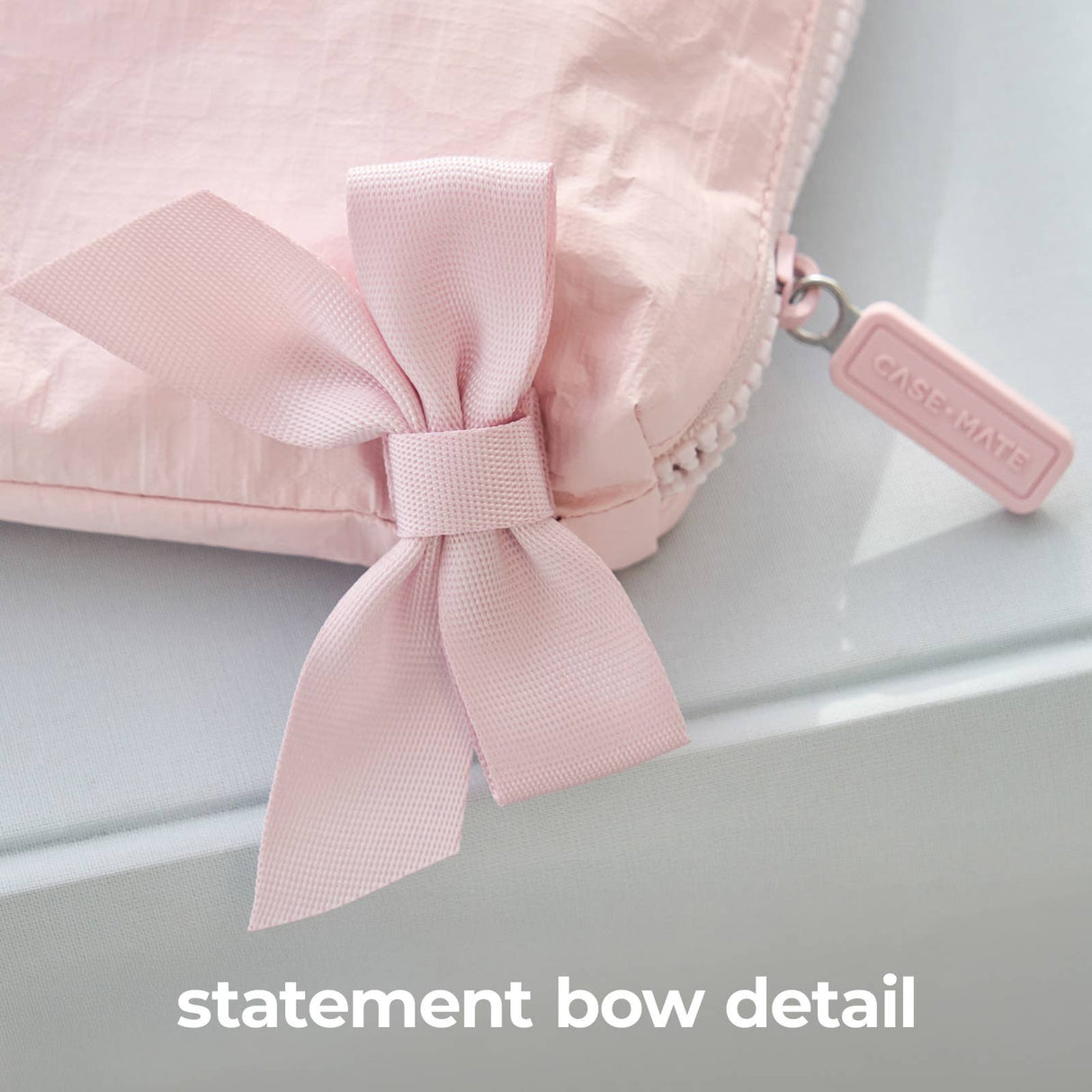 Case-Mate Ballet Pink Bow Crinkle Makeup Bag