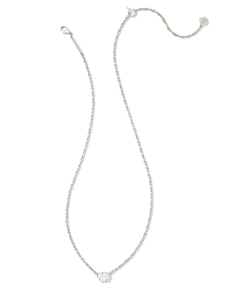 Cailin Silver Pendant Necklace in White Crystal
