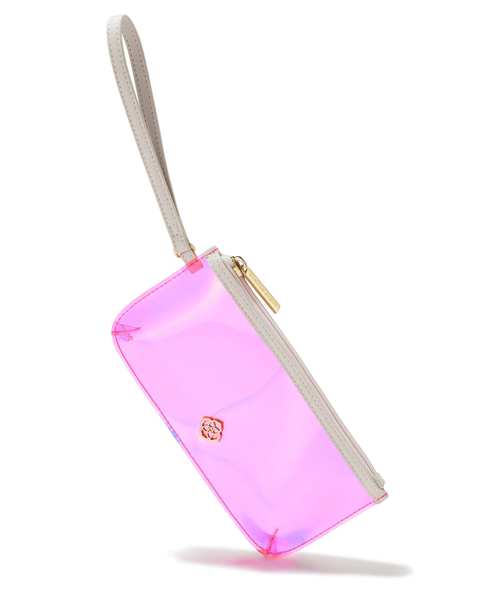 Clear Wristlet in Pink Iridescent Bumble Lane
