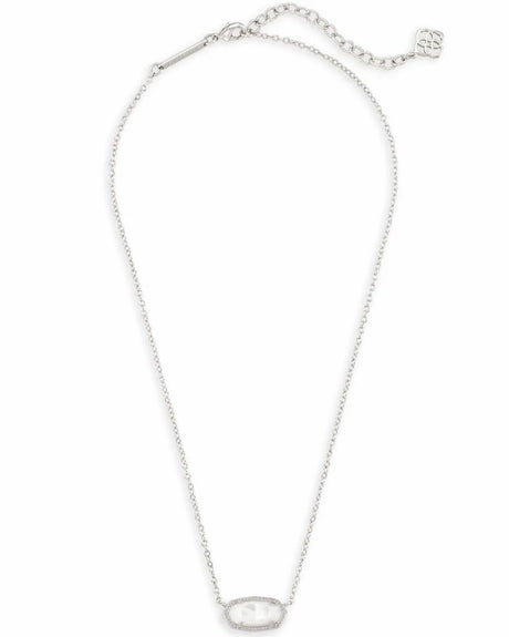Elisa Silver Pendant Necklace in Ivory Mother-of-Pearl