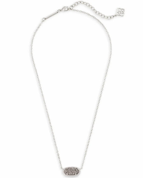 Elisa Silver Pendant Necklace in Platinum Drusy