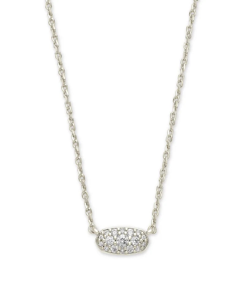Grayson Silver Pendant Necklace in White Crystal