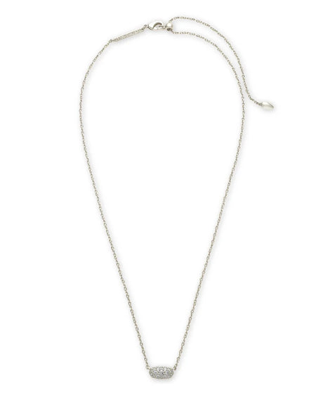 Grayson Silver Pendant Necklace in White Crystal